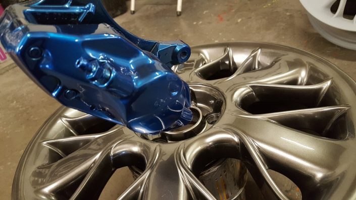 chrome effect paint on brake caliper and refurbished wheel Long Eaton