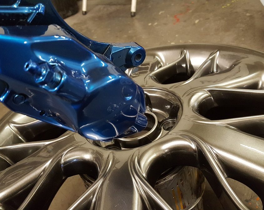 chrome effect paint on brake caliper and refurbished wheel Long Eaton