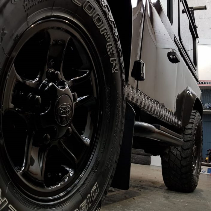 Land Rover Defender wheel refurbishment and black pack