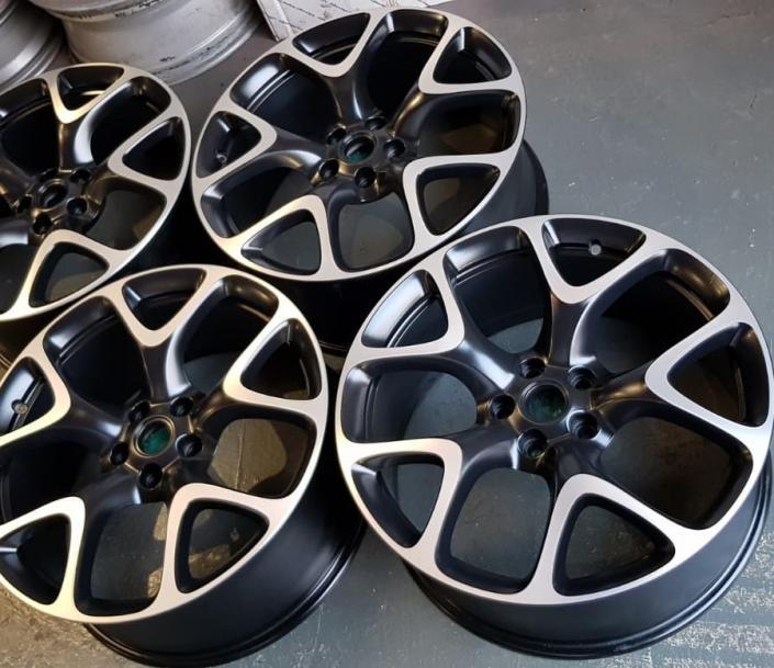 satin black alloy wheel refurbishment with diamond cut - satin finish